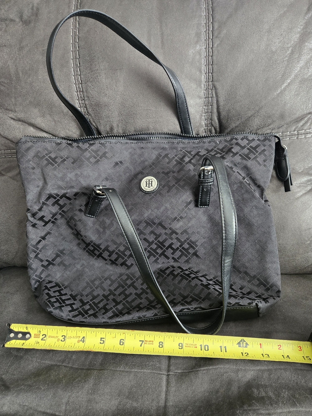 Tommy Hilfiger Black Patterned Logo Tote